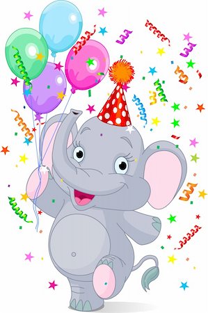 Happy Very Cute baby elephant birthday Foto de stock - Super Valor sin royalties y Suscripción, Código: 400-04239563