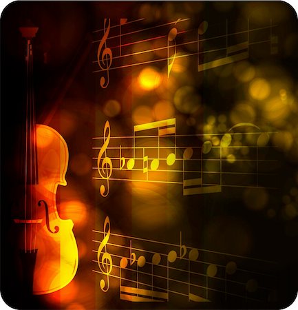 symphony of lights - vintage violin silhouette with note on black Stock Photo - Budget Royalty-Free & Subscription, Code: 400-04239575