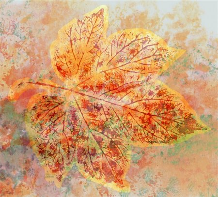 simsearch:400-07983446,k - Abstract background, watercolor: leaves, hand painted on a paper. Pink, red, orange, yellow, green Fotografie stock - Microstock e Abbonamento, Codice: 400-04239584