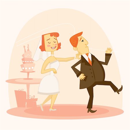 Cartoon wedding couple  illustration Stock Photo - Budget Royalty-Free & Subscription, Code: 400-04239795