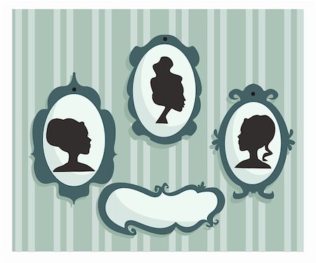 Woman portraits silhouette with place for your text, vector illustration Stock Photo - Budget Royalty-Free & Subscription, Code: 400-04239801