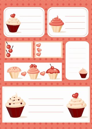 desert drawing - Cupcake labels, vector illustration Stock Photo - Budget Royalty-Free & Subscription, Code: 400-04239823