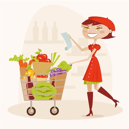 Shopping woman, vector illustration Stock Photo - Budget Royalty-Free & Subscription, Code: 400-04239834