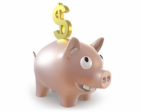 simsearch:400-04995456,k - 3d piggy bank with dollar symbol isolated on white background Foto de stock - Super Valor sin royalties y Suscripción, Código: 400-04239927