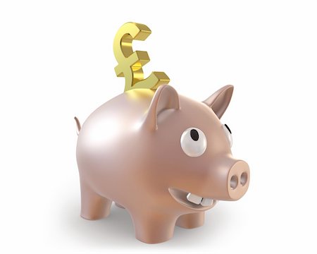 simsearch:400-04995456,k - 3d piggy bank with pound symbol isolated on white background Stockbilder - Microstock & Abonnement, Bildnummer: 400-04239929