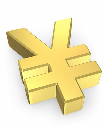 simsearch:400-04474715,k - Golden yen sign isolated on white background Stockbilder - Microstock & Abonnement, Bildnummer: 400-04239952