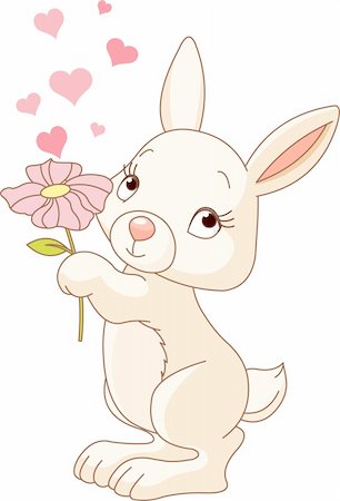 Cute bunny with a love flower Stock Photo - Budget Royalty-Free & Subscription, Code: 400-04239969