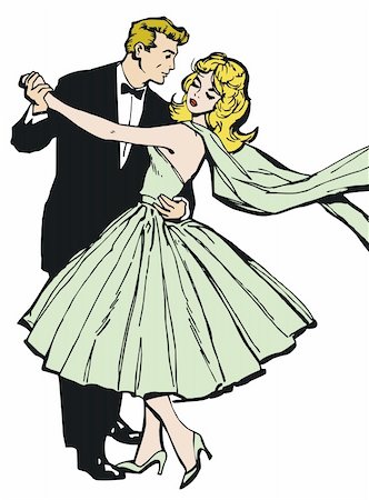 pakmor2011 (artist) - Illustration of a couple dancing, drawn with old comic style Foto de stock - Royalty-Free Super Valor e Assinatura, Número: 400-04230078