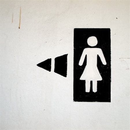 black and white woman toilet sign painting on wall Stock Photo - Budget Royalty-Free & Subscription, Code: 400-04230121