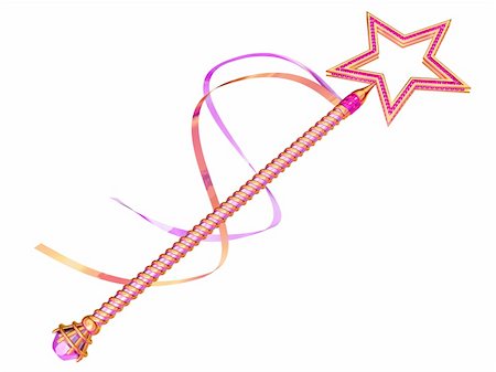 simsearch:400-06094337,k - Isolated illustration of a pink and gold fairy wand Foto de stock - Super Valor sin royalties y Suscripción, Código: 400-04230143