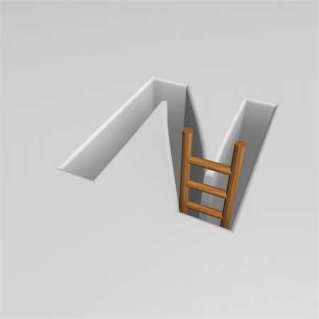 simsearch:400-04741714,k - uppercase letter n shape hole with ladder - 3d illustration Stockbilder - Microstock & Abonnement, Bildnummer: 400-04230165