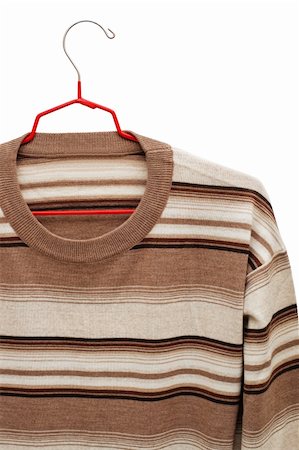 shirt on hanger - warm striped sweater on a white background Stock Photo - Budget Royalty-Free & Subscription, Code: 400-04230190