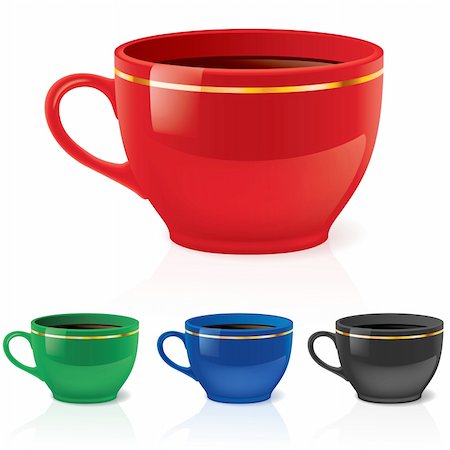 Colorful coffee/tea cups set. Photographie de stock - Aubaine LD & Abonnement, Code: 400-04230543