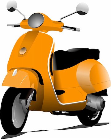 Orange city scooter. Vector illustration Stock Photo - Budget Royalty-Free & Subscription, Code: 400-04230615