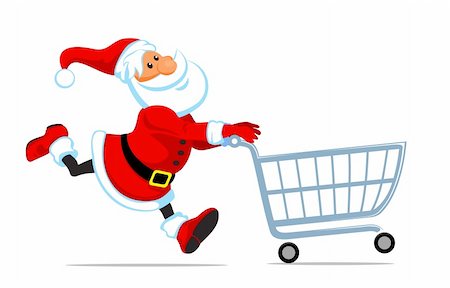 empty shopping cart - cute cartoon santa run with empty cart Photographie de stock - Aubaine LD & Abonnement, Code: 400-04230785