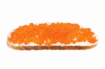 party luxury at the sea - sandwich with red caviar isolated on white background Stock Photo - Budget Royalty-Free & Subscription, Code: 400-04230794