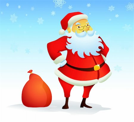 simsearch:400-07332398,k - Vector illustration d'arrière-plan de Noël avec le père Noël et sac cadeau rouge Photographie de stock - Aubaine LD & Abonnement, Code: 400-04230797