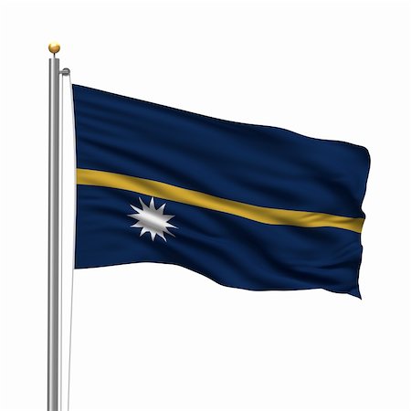 simsearch:400-04755010,k - Flag of Nauru with flag pole waving in the wind over white background Stock Photo - Budget Royalty-Free & Subscription, Code: 400-04230978