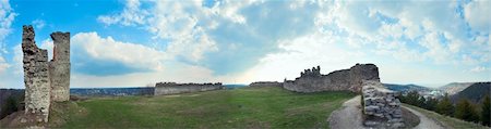 simsearch:400-05243959,k - Spring panorama view of fortress ruins (Kremenets town, Ternopil Oblast, Ukraine). Built in 13th century.   Five shots stitch image. Stock Photo - Budget Royalty-Free & Subscription, Code: 400-04231011