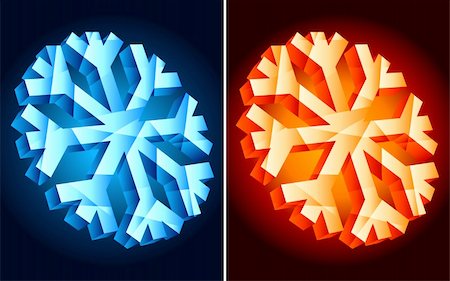 simsearch:400-04656297,k - Blue and red three-dimensional snowflakes. Photographie de stock - Aubaine LD & Abonnement, Code: 400-04231273