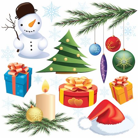 simsearch:400-07838225,k - Colorful collection of Christmas decoration design elements Photographie de stock - Aubaine LD & Abonnement, Code: 400-04231656