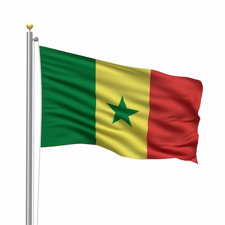 simsearch:400-04261003,k - Flag of Senegal with flag pole waving in the wind over white background Photographie de stock - Aubaine LD & Abonnement, Code: 400-04231833