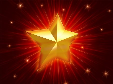 simsearch:400-07293814,k - golden christmas star over red background with lights and rays Stock Photo - Budget Royalty-Free & Subscription, Code: 400-04231919