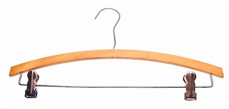 Wooden Clothing Hanger Isolated on White with a Clipping Path. Stock Photo - Budget Royalty-Free & Subscription, Code: 400-04231944
