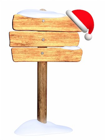 simsearch:400-06099858,k - Wooden signboard with christmas hat. Object isolated over white Stock Photo - Budget Royalty-Free & Subscription, Code: 400-04231980