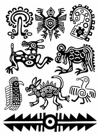 Set - vector American Indian traditional patterns Photographie de stock - Aubaine LD & Abonnement, Code: 400-04232014