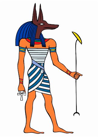 egyptian culture art - God of Ancient Egypt - Anubis - Yinepu - dog or jackal god of embalming and tomb-caretaker who watches over the dead - associated with mummification and the afterlife in Egyptian mythology. This file is vector, can be scalled to any size without loss of quality. Stock Photo - Budget Royalty-Free & Subscription, Code: 400-04232149