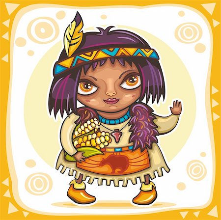 simsearch:400-04093390,k - Thanksgiving theme: Cute North American Indian girl with corn. Photographie de stock - Aubaine LD & Abonnement, Code: 400-04232227