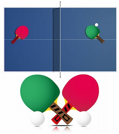 Vector ping pong table and racket on white background. Each elements on separate layer. Stock Photo - Budget Royalty-Free & Subscription, Code: 400-04232279