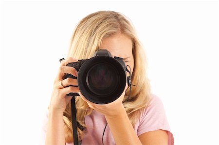 simsearch:400-04880707,k - Young woman with camera taking a picture Foto de stock - Royalty-Free Super Valor e Assinatura, Número: 400-04232284