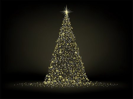 simsearch:400-04762396,k - Abstract golden christmas tree on black background. EPS 8 vector file included Stock Photo - Budget Royalty-Free & Subscription, Code: 400-04232382