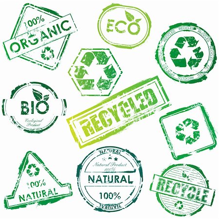 Set of vector green bio and eco stamps Stock Photo - Budget Royalty-Free & Subscription, Code: 400-04232546