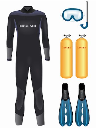 simsearch:400-04392724,k - Set of diving equipment over white. Vector illustration Foto de stock - Super Valor sin royalties y Suscripción, Código: 400-04232557