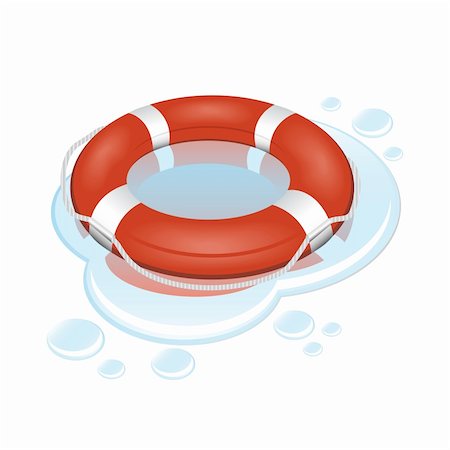 simsearch:400-04319767,k - Vector illustration of red and white lifebuoy with water over white Stock Photo - Budget Royalty-Free & Subscription, Code: 400-04232574