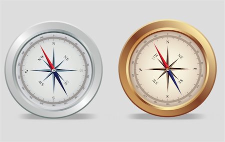 sailing navigation arrow - Illustration of a silver and bronze compasses Stock Photo - Budget Royalty-Free & Subscription, Code: 400-04232628