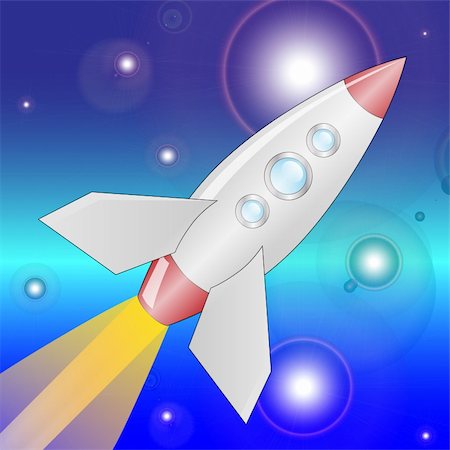rocket flames - Illustration of missiles in space as a symbol of astronomy. Stock Photo - Budget Royalty-Free & Subscription, Code: 400-04232917