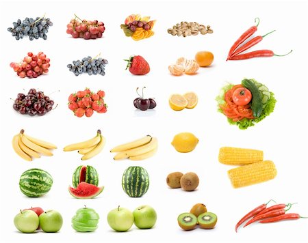 simsearch:400-06386179,k - Set of fruits and vegetables isolated on white background Foto de stock - Super Valor sin royalties y Suscripción, Código: 400-04232913