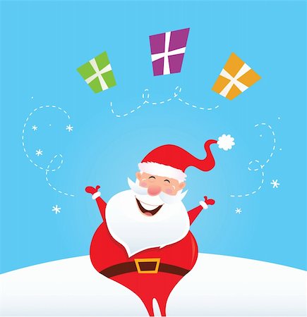 simsearch:400-04662476,k - Cute christmas Santa on snow in red costume. Vector Illustration. Stock Photo - Budget Royalty-Free & Subscription, Code: 400-04233643