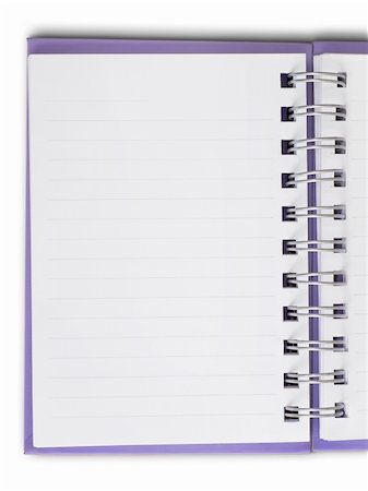 simsearch:400-05367520,k - Half white blank page of purple cover note book Fotografie stock - Microstock e Abbonamento, Codice: 400-04233726