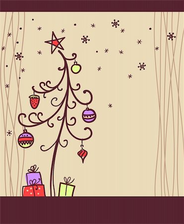 Christmas background with tree and toys Stock Photo - Budget Royalty-Free & Subscription, Code: 400-04233786