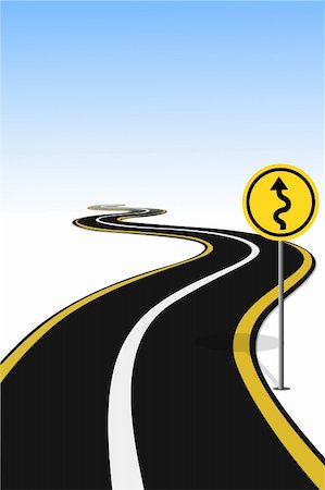 racing curve - illustration of road sign pole beside highway Stock Photo - Budget Royalty-Free & Subscription, Code: 400-04233867