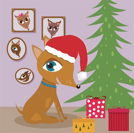 pinscher - Puppy under the Christmas tree Stock Photo - Budget Royalty-Free & Subscription, Code: 400-04240110