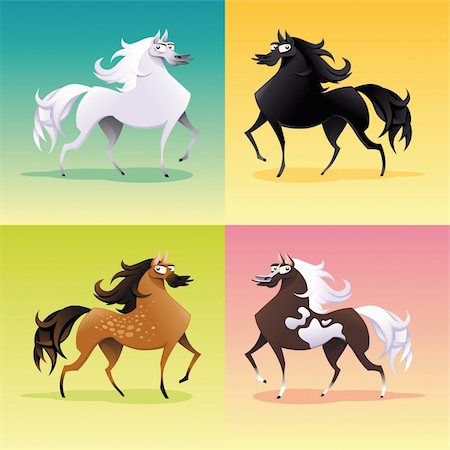 Family of horses. Funny cartoon and vector isolated animal characters. Photographie de stock - Aubaine LD & Abonnement, Code: 400-04240160