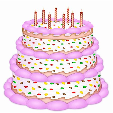 simsearch:400-05754691,k - illustration of decorative birthday cake on white background Foto de stock - Super Valor sin royalties y Suscripción, Código: 400-04240297