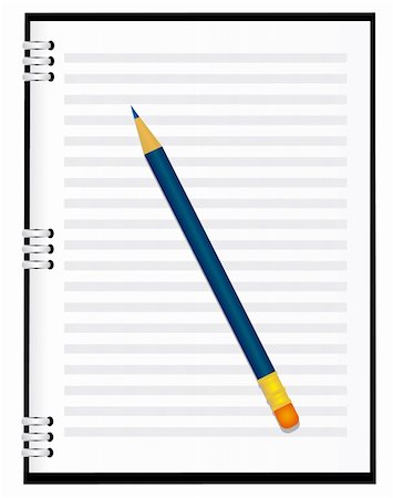 simsearch:400-04783872,k - A notebook with a blue pencil. Vector illustration. Vector art in Adobe illustrator EPS format, compressed in a zip file. The different graphics are all on separate layers so they can easily be moved or edited individually. The document can be scaled to any size without loss of quality. Photographie de stock - Aubaine LD & Abonnement, Code: 400-04240353