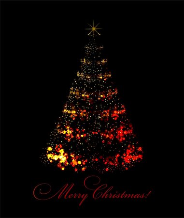 simsearch:400-07179433,k - Abstract christmas tree on black background. Vector eps10 illustration. Easy to recolor Stock Photo - Budget Royalty-Free & Subscription, Code: 400-04240410